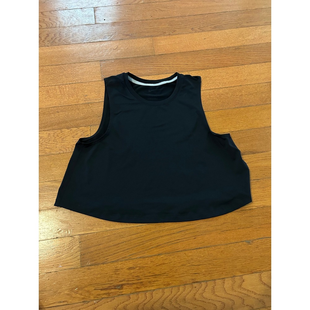 Nike Dri-FIT Womens Black Cropped Muscle Tank Top Small Workout Gym Athleisure